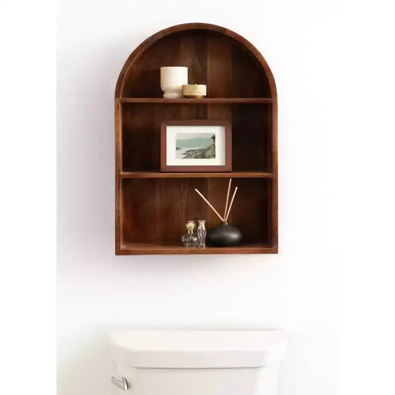 18"x26"  Arch Wall Shelf, Walnut Brown