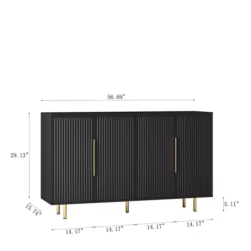 Modern Buffet Cabinet with Storage, Fluted Sideboard Large Buffet with Adjustable Shelves, Credenza, Accent Cabinet Console Table