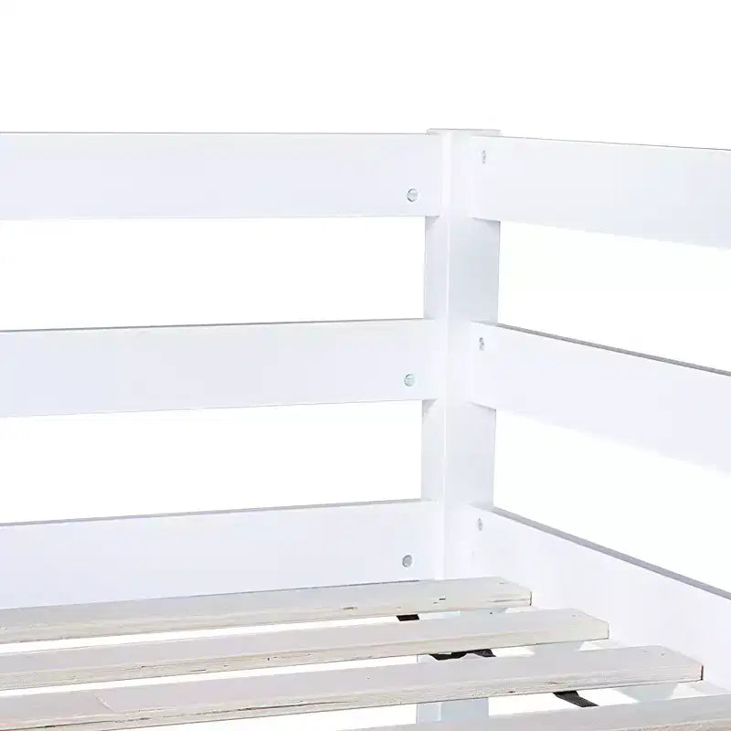 Twin Size Rubber Wood Loft Bed with Ladder, Safety Guardrail and Built-In Desk, 78.6"L x 41.4"W