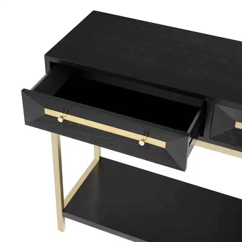 45.5W Console Table, Entryway Table with Two Drawers, Retro Hallway Table with Striking Geometric Design