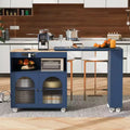 White Rolling Kitchen Island on Wheels with Extended Table Storage Compartment and Side 3 Open Shelves for Kitchen Dining Room
