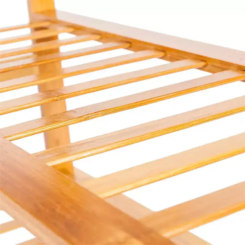 4-Tier Bamboo Shoe Rack, 12-Batten Design, Holds 16 Pairs, Wood Color