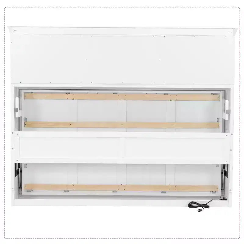 Twin Size Murphy Bed with Storage Shelves, Wooden Twin Cabinet Bed Wall Bed with Charging Station and Drawer, Folding Wall Chest Bed for Guest Room