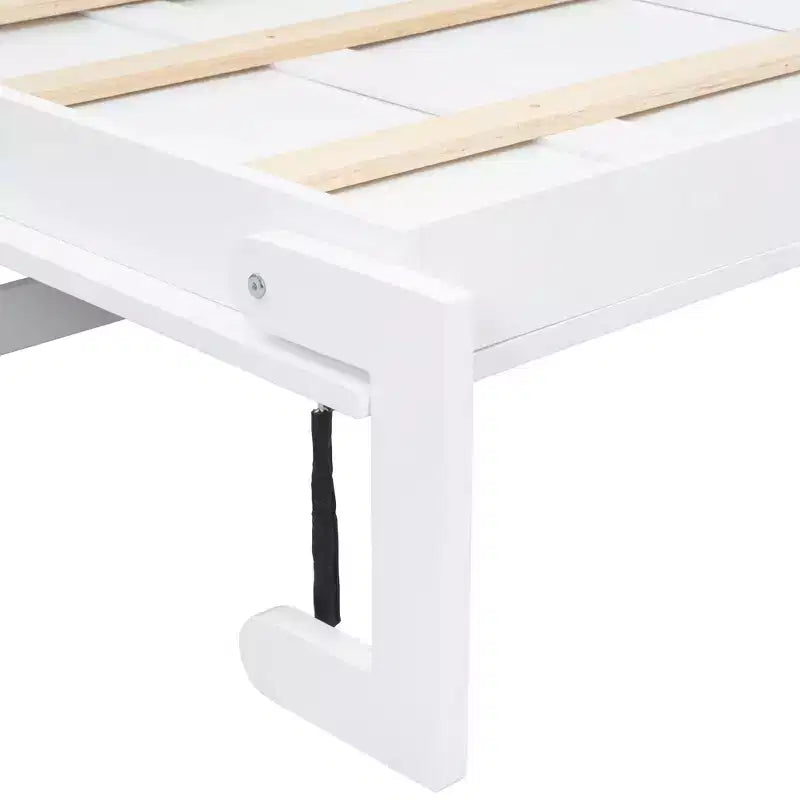 Twin Size Murphy Bed with Storage Shelves, Wooden Twin Cabinet Bed Wall Bed with Charging Station and Drawer, Folding Wall Chest Bed for Guest Room