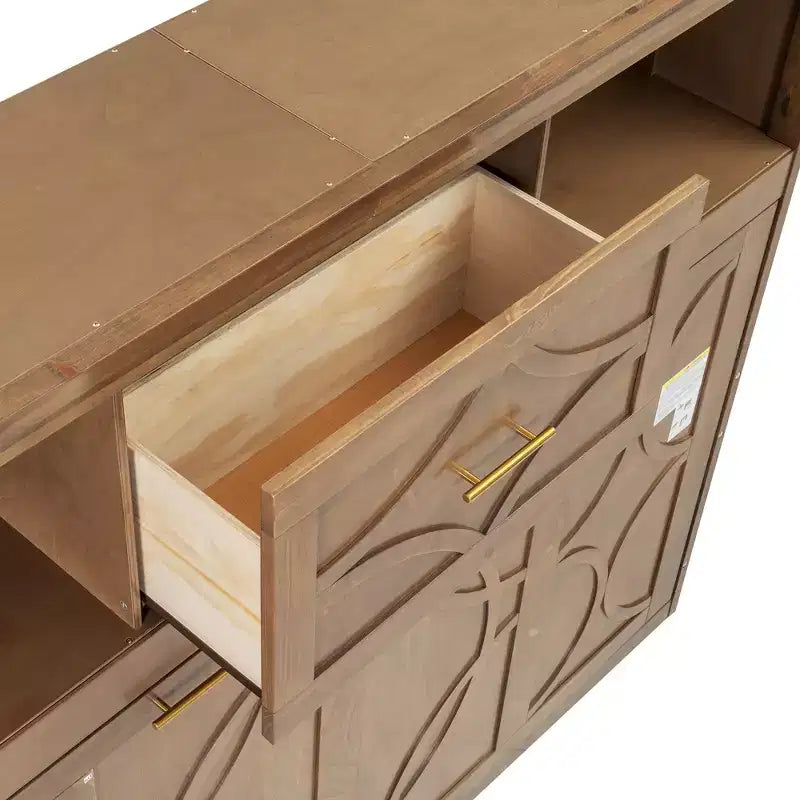 Twin Size Murphy Bed with Storage Shelves, Wooden Twin Cabinet Bed Wall Bed with Charging Station and Drawer, Folding Wall Chest Bed for Guest Room