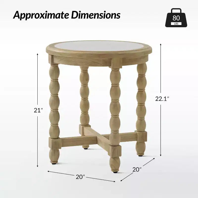 Robbie Farmhouse Style End Table with Marble Pattern Top
