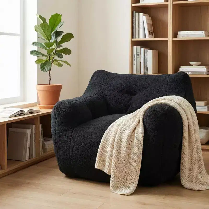 Bean Bag Chair for Adults, Comfy Bean Bag Sofa Chair with Armrests, High-Density Foam Filled Lazy Chair for Living Room, Bedroom & Reading