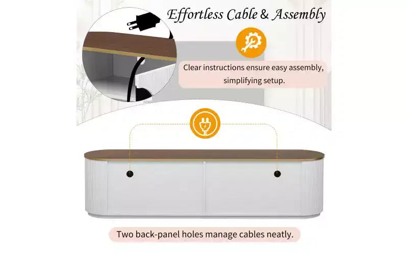 70.8" Modern Minimalist TV Stand, Fits TVs up to 80", 3 Drawers & 1 Shelf, Metal Handles, White