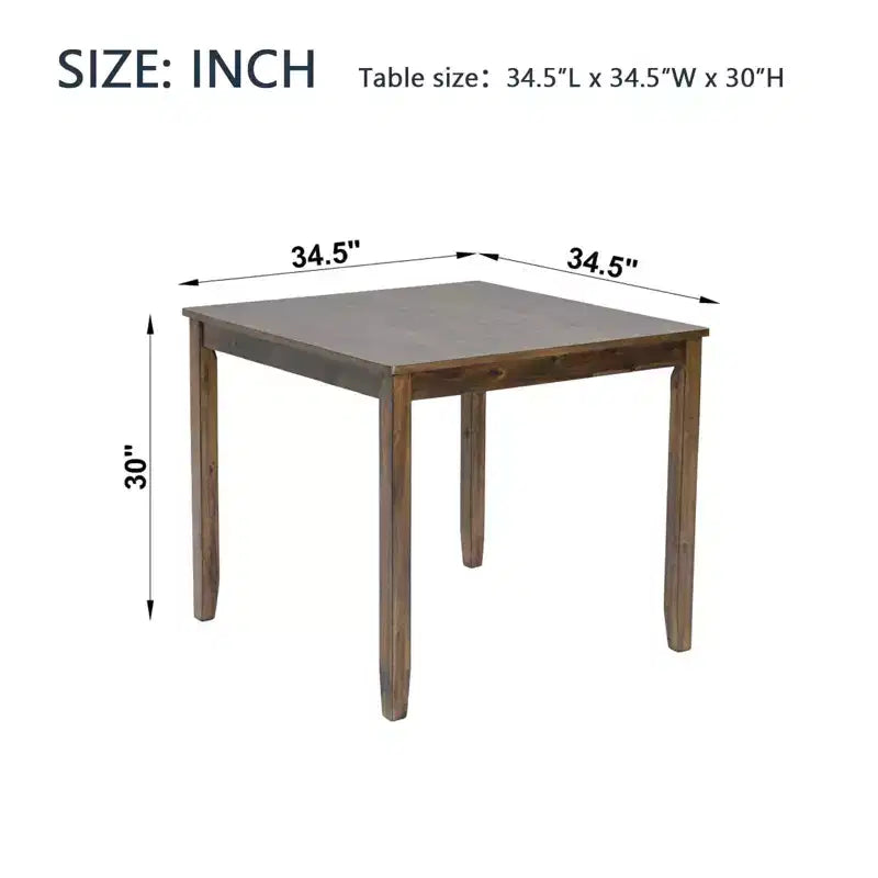 Walnut Wooden Square Dining Table, 4-Person Kitchen Table for Small Spaces - Table Only