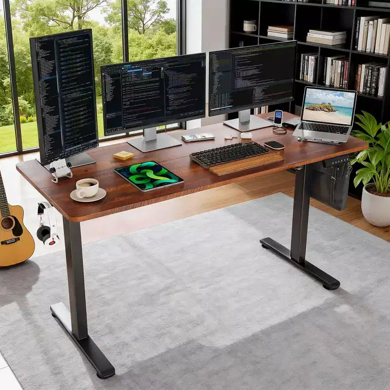 Home Office Electric Standing Desk, Adjustable Height Sit-Stand Desk with Splice Board