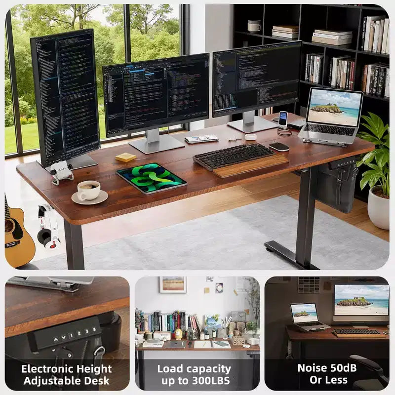 Home Office Electric Standing Desk, Adjustable Height Sit-Stand Desk with Splice Board