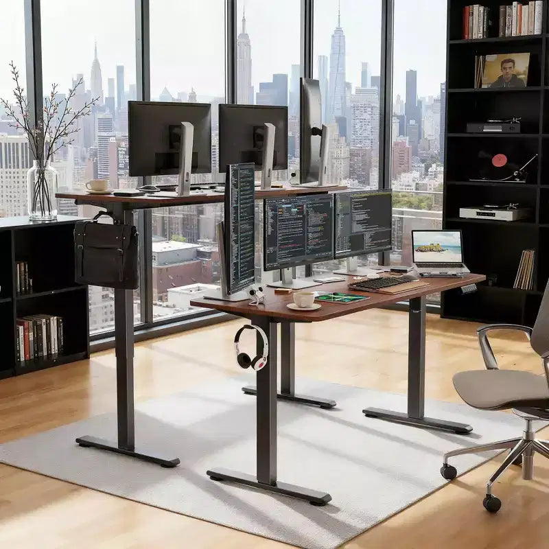 Home Office Electric Standing Desk, Adjustable Height Sit-Stand Desk with Splice Board