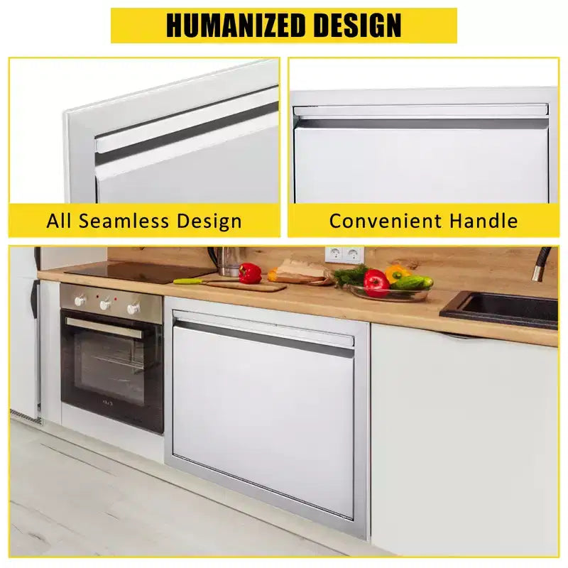 Heavy-Duty Double BBQ Access Door, 304 Brushed Stainless Steel for Outdoor Kitchen Island and Grill Cabinet