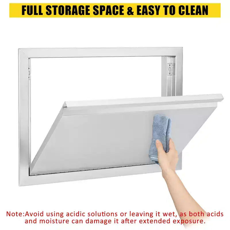 Heavy-Duty Double BBQ Access Door, 304 Brushed Stainless Steel for Outdoor Kitchen Island and Grill Cabinet