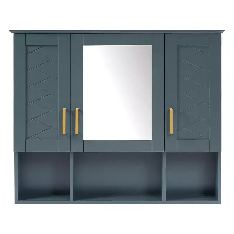 35" Wall Mounted Medicine Cabinet with High-Definition Mirror, 8 Shelves and 3 Doors