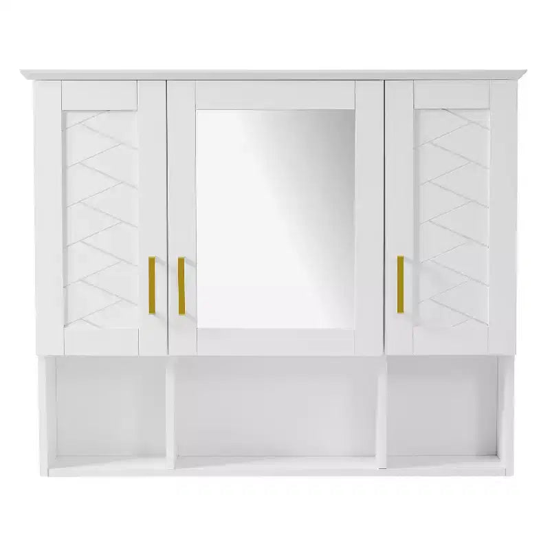 35" Wall Mounted Medicine Cabinet with High-Definition Mirror, 8 Shelves and 3 Doors
