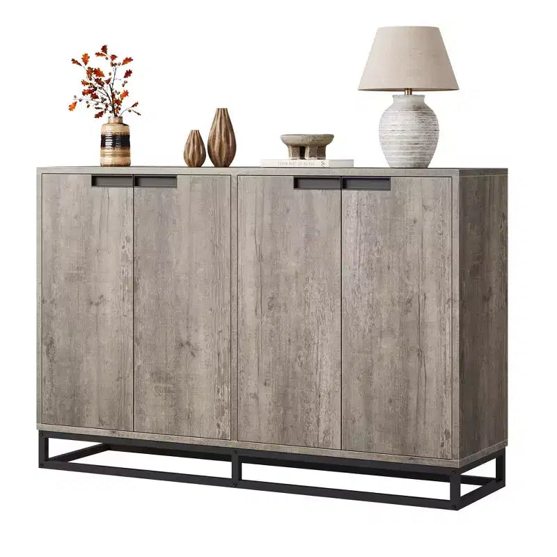 55" Sideboard Buffet Cabinet with Storage, Accent Cabinet with 4 Doors and Adjustable Shelves