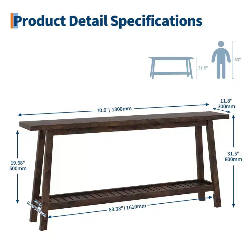 70.9in Long Console Tables, Farmhouse Narrow Sofa Table Behind Couch 2-Tier Entryway Table for Living Room Entrance Hallway Foyer