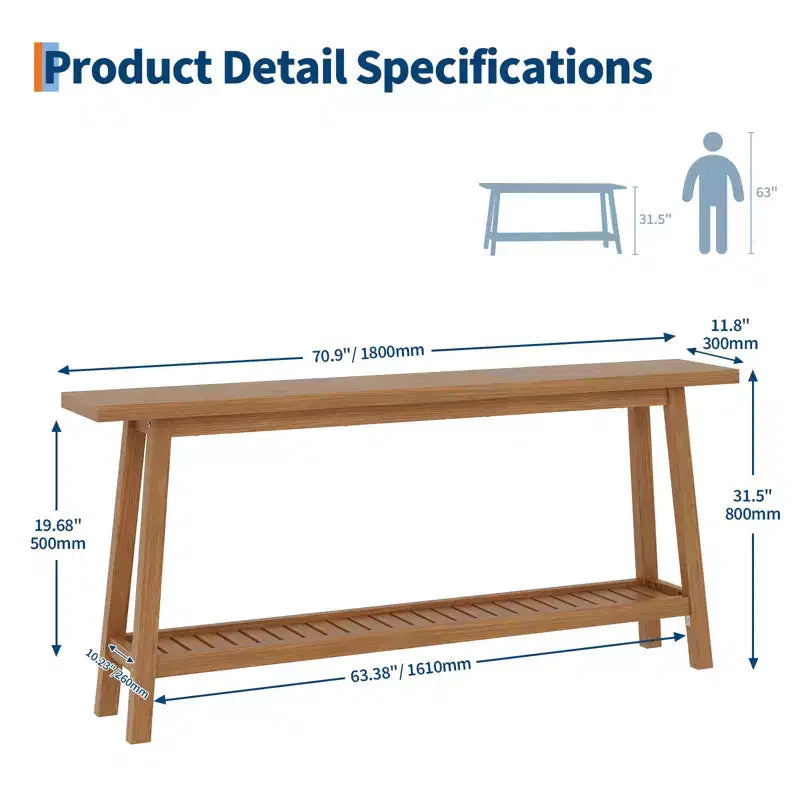 70.9in Long Console Tables, Farmhouse Narrow Sofa Table Behind Couch 2-Tier Entryway Table for Living Room Entrance Hallway Foyer