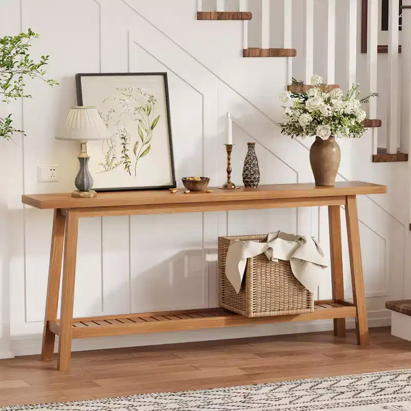 70.9in Long Console Tables, Farmhouse Narrow Sofa Table Behind Couch 2-Tier Entryway Table for Living Room Entrance Hallway Foyer
