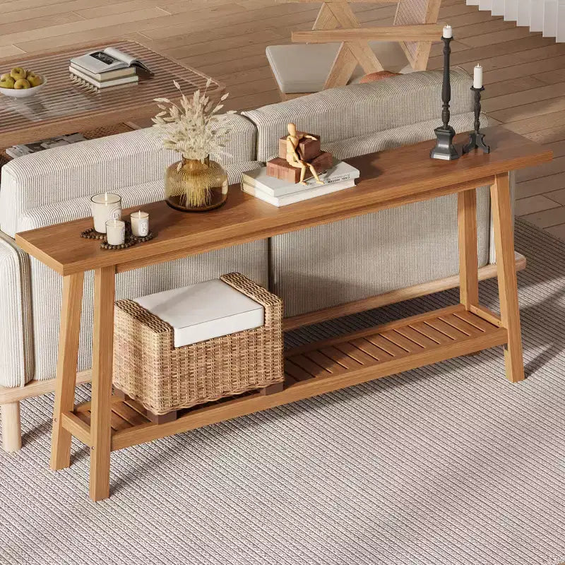 70.9in Long Console Tables, Farmhouse Narrow Sofa Table Behind Couch 2-Tier Entryway Table for Living Room Entrance Hallway Foyer