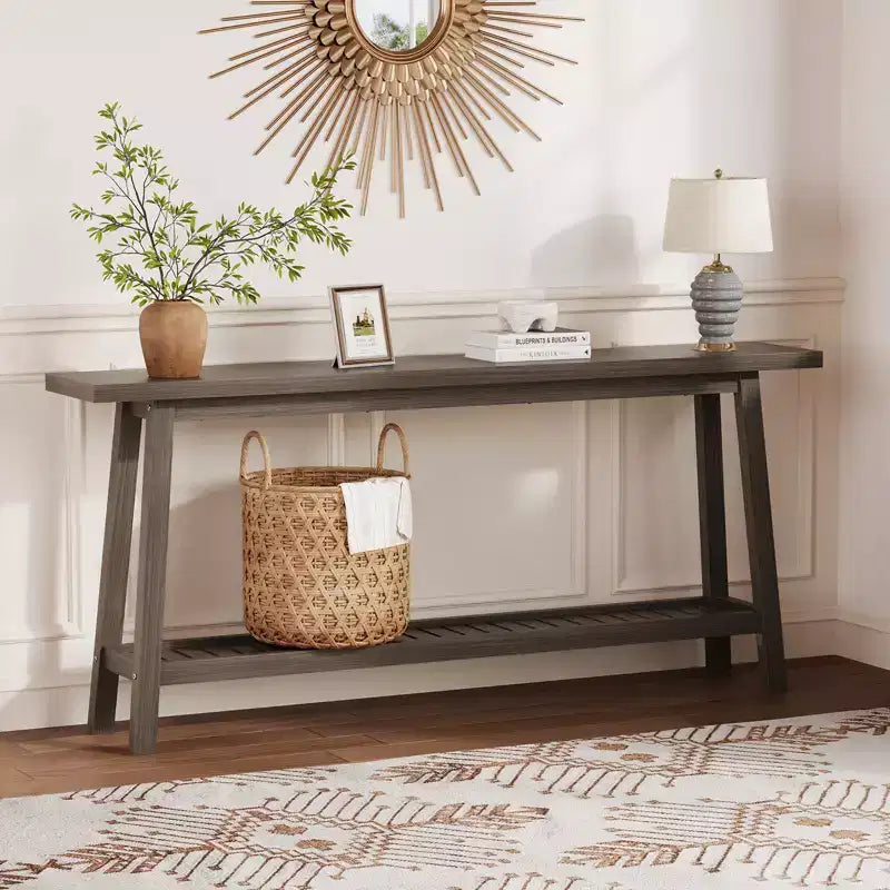 70.9in Long Console Tables, Farmhouse Narrow Sofa Table Behind Couch 2-Tier Entryway Table for Living Room Entrance Hallway Foyer