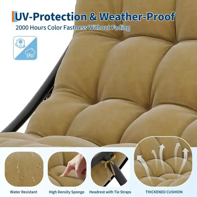 Patio Outdoor Rocking Chair, Modern Cozy Lounge Rocker Chair with Thick Cushions for Balcony Porch Patio, Sturdy Metal Frame