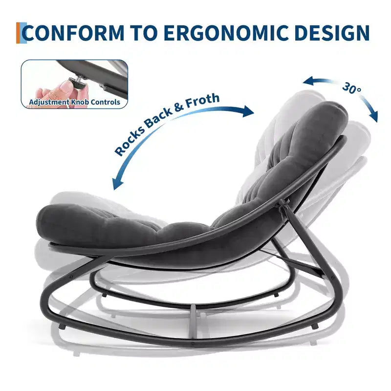 Patio Outdoor Rocking Chair, Modern Cozy Lounge Rocker Chair with Thick Cushions for Balcony Porch Patio, Sturdy Metal Frame