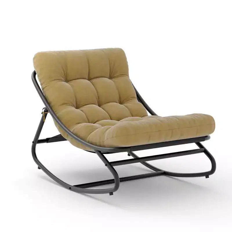 Patio Outdoor Rocking Chair, Modern Cozy Lounge Rocker Chair with Thick Cushions for Balcony Porch Patio, Sturdy Metal Frame