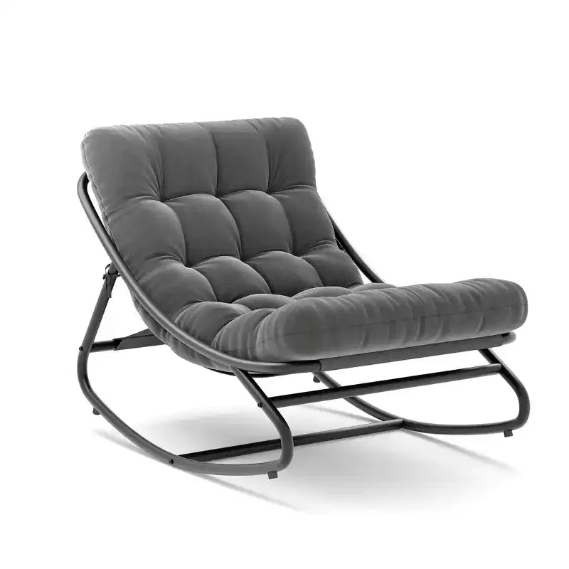 Patio Outdoor Rocking Chair, Modern Cozy Lounge Rocker Chair with Thick Cushions for Balcony Porch Patio, Sturdy Metal Frame