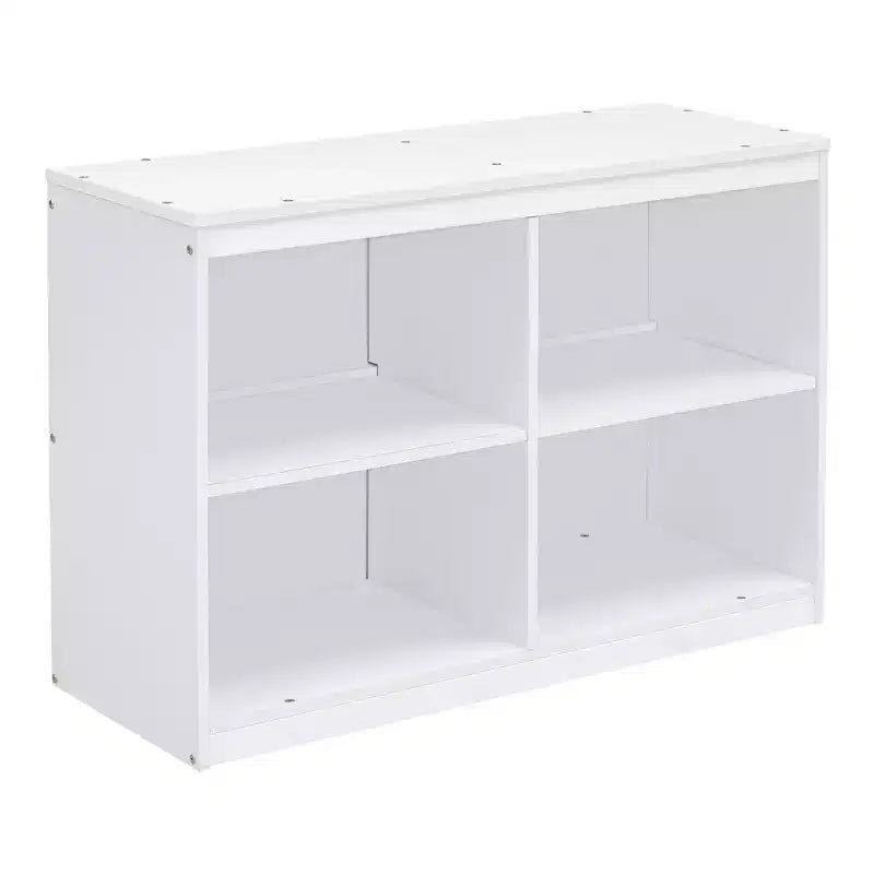 Low Loft Bed with Retractable Desk, 4 Drawers and 4 Shelves, Space-Saving Wood Bed Frame