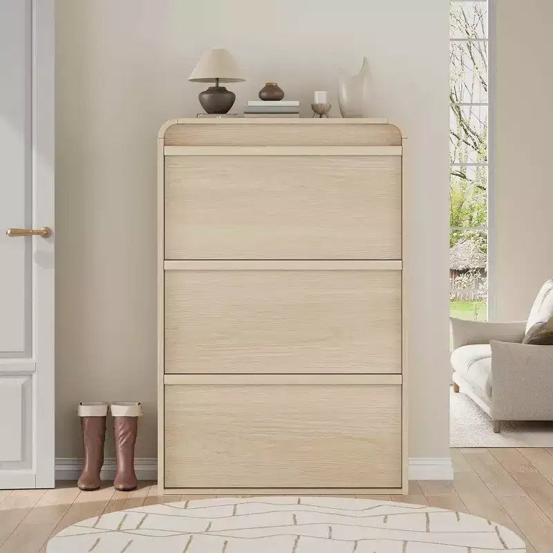 Shoe Cabinet with 3 Flip Drawers, Wooden Shoe Cabinet with Adjustable Shelf, Hidden Shoe Cabinet for Hallway, Shoe Storage for Entryway
