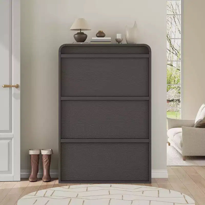 Shoe Cabinet with 3 Flip Drawers, Wooden Shoe Cabinet with Adjustable Shelf, Hidden Shoe Cabinet for Hallway, Shoe Storage for Entryway