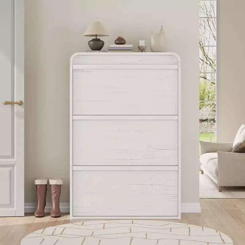 Shoe Cabinet with 3 Flip Drawers, Wooden Shoe Cabinet with Adjustable Shelf, Hidden Shoe Cabinet for Hallway, Shoe Storage for Entryway