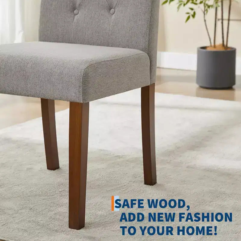 Upholstered Dining Chairs Set of 2, Modern Fabric Kitchen Side Chairs with Sturdy Wood Legs, Parsons Design, Soft Linen for Dining Room & Cafe