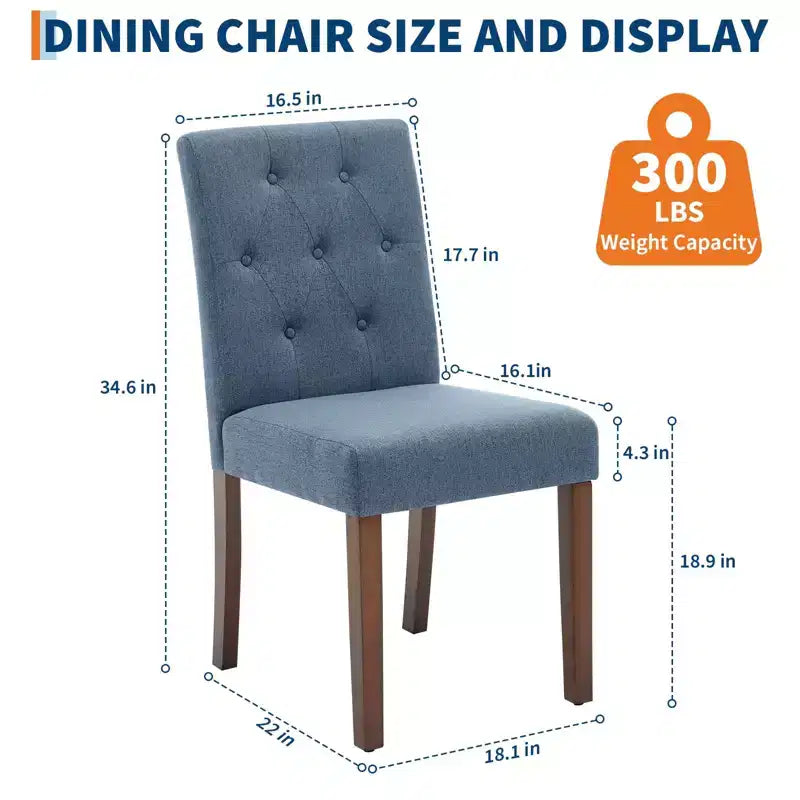 Upholstered Dining Chairs Set of 2, Modern Fabric Kitchen Side Chairs with Sturdy Wood Legs, Parsons Design, Soft Linen for Dining Room & Cafe