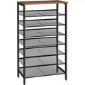 8-Tier Shoe Rack, 29.5" Large Capacity Shoe Storage Organizer (Holds 21-24 Pairs), Space-Saving Rustic Brown & Black