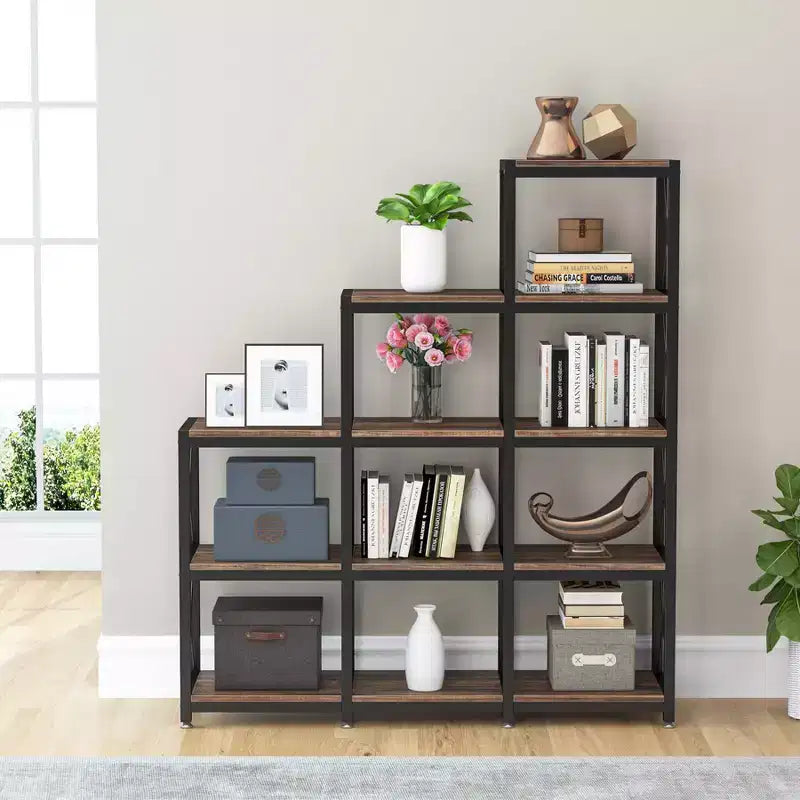 51.5" 12-Shelf Corner Bookcase for Home Office, Brown
