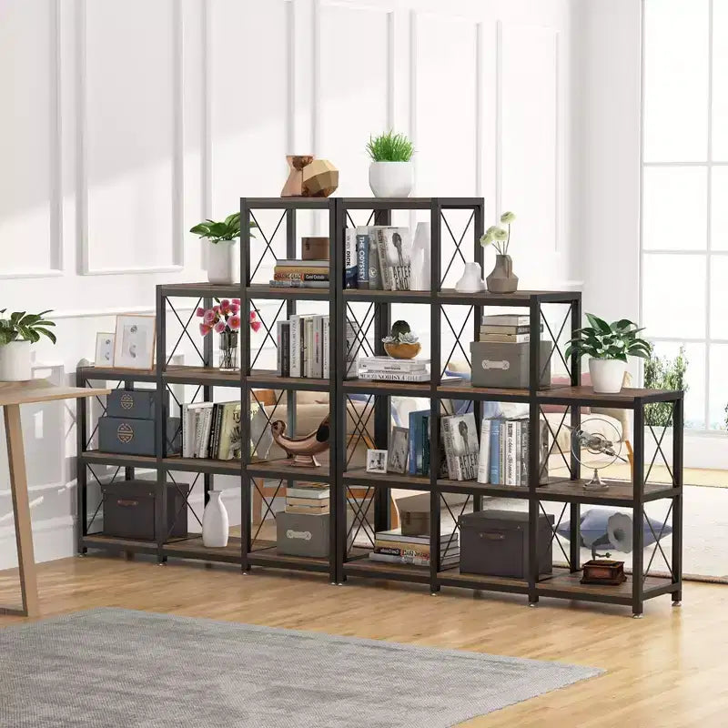 51.5" 12-Shelf Corner Bookcase for Home Office, Brown