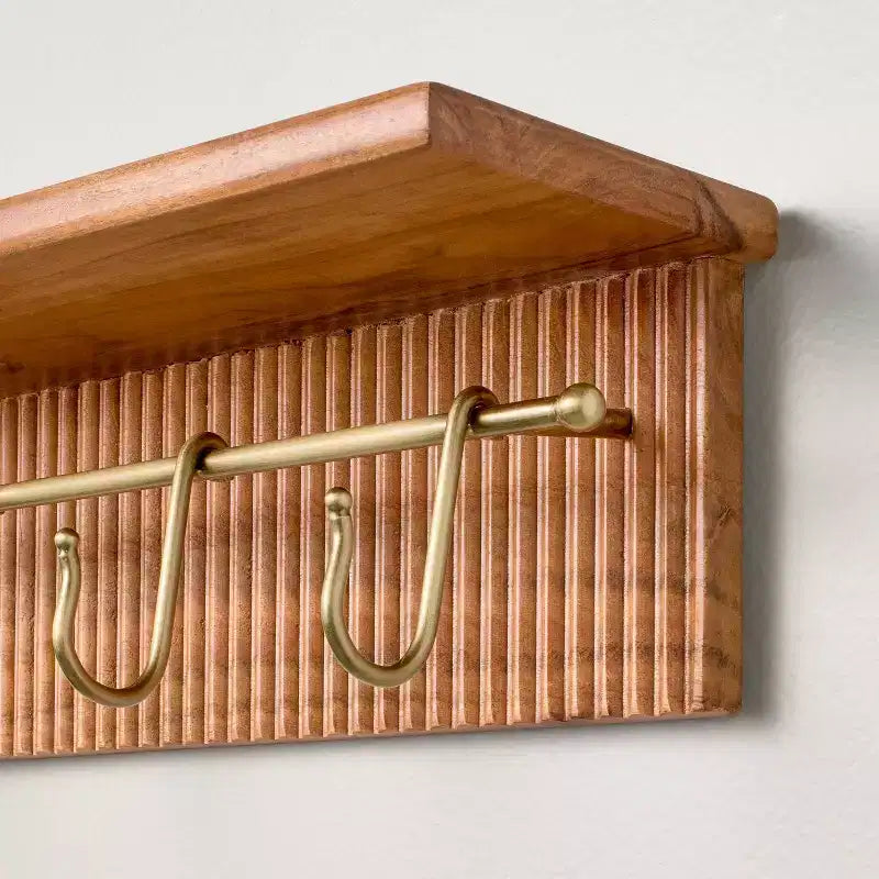 24" Grooved Wall Shelf with Rail and Hooks