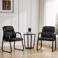 Big and Tall Office Guest Chair, Leather Executive Waiting Room Chair, Black