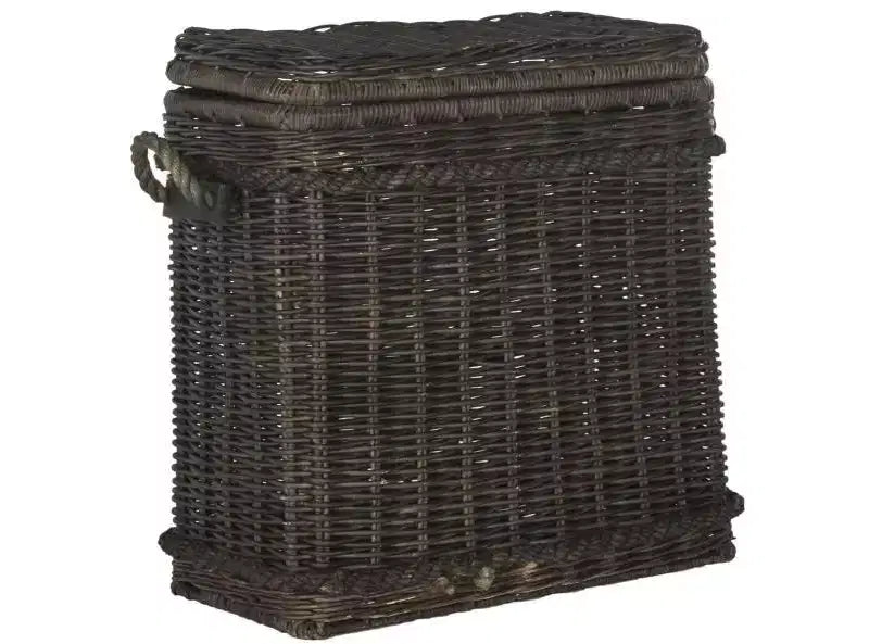 Wicker Rattan Hamper with Lid and Built-In Handles, 42-Gallon Storage