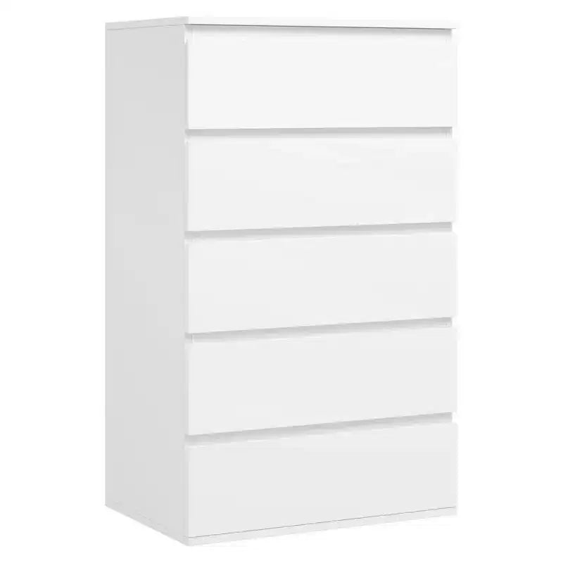 5 Drawer Dresser for Bedroom 49.4 in Tall Wood Chest of Drawers with Metal Handles White