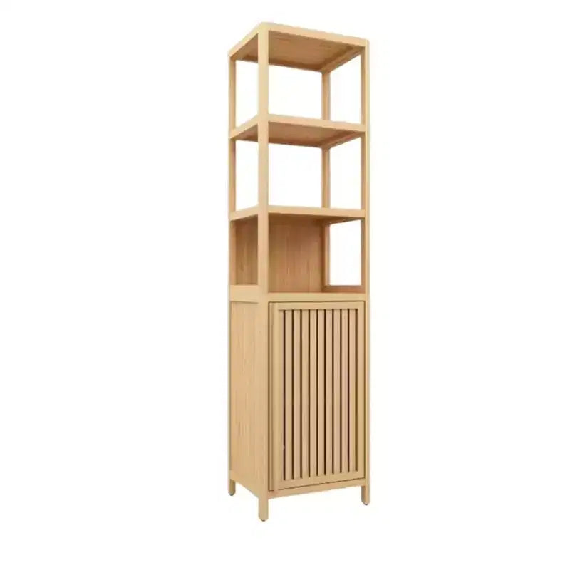 Tall Bamboo Storage Cabinet, Slim Bathroom Cabinet with 3 Tier Shelves, Freestanding Tower Corner Rack Floor Cabinet for Bathroom Living Room Kitchen
