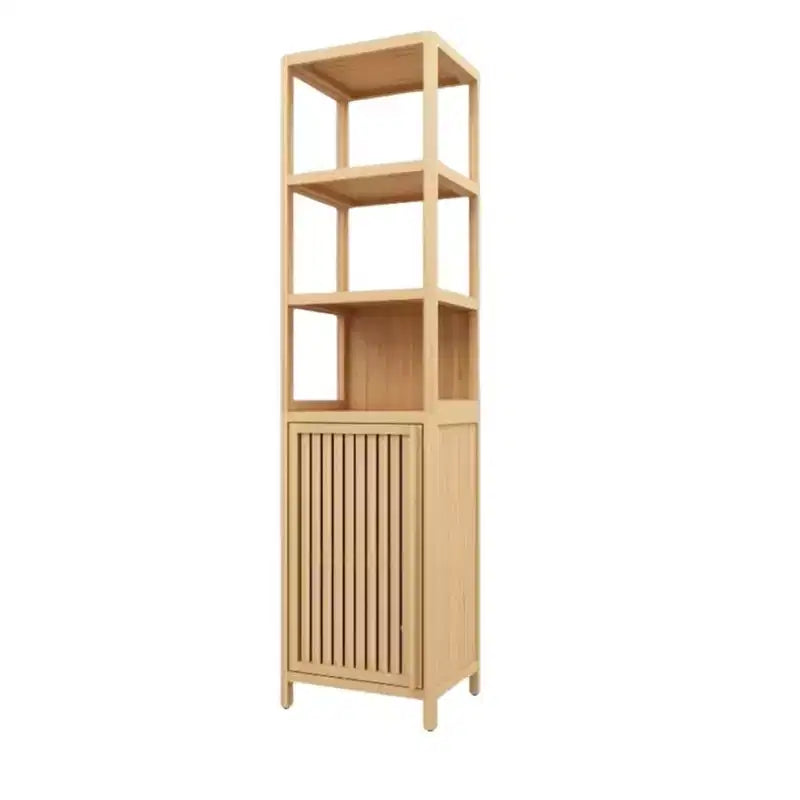 Tall Bamboo Storage Cabinet, Slim Bathroom Cabinet with 3 Tier Shelves, Freestanding Tower Corner Rack Floor Cabinet for Bathroom Living Room Kitchen
