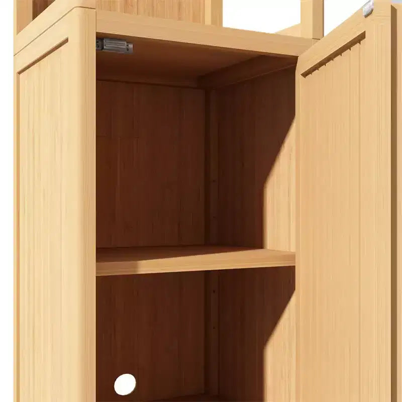 Tall Bamboo Storage Cabinet, Slim Bathroom Cabinet with 3 Tier Shelves, Freestanding Tower Corner Rack Floor Cabinet for Bathroom Living Room Kitchen