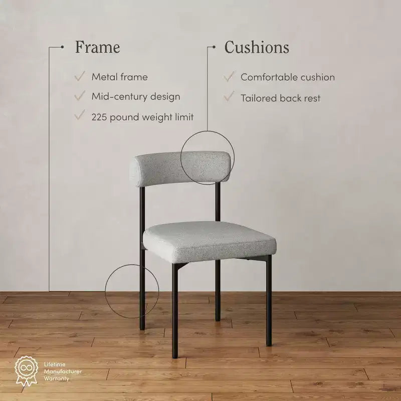Upholstered Dining Chairs Set of 4, Modern Faux Leather Barrel Back with Metal Legs