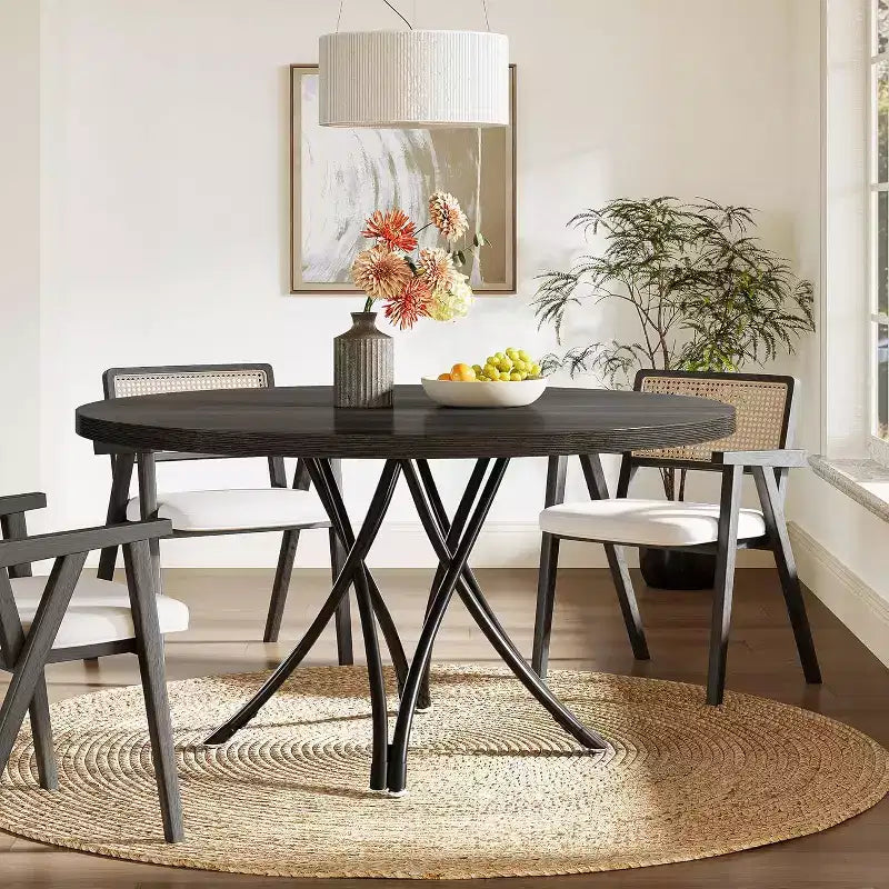 47.24" Modern Wood Round Dining Table for 4
