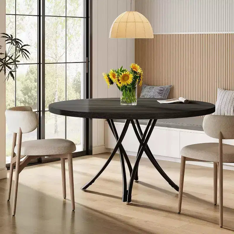 47.24" Modern Wood Round Dining Table for 4