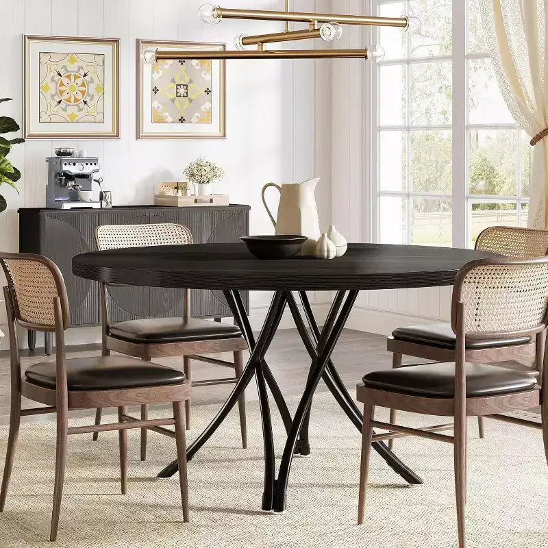 47.24" Modern Wood Round Dining Table for 4